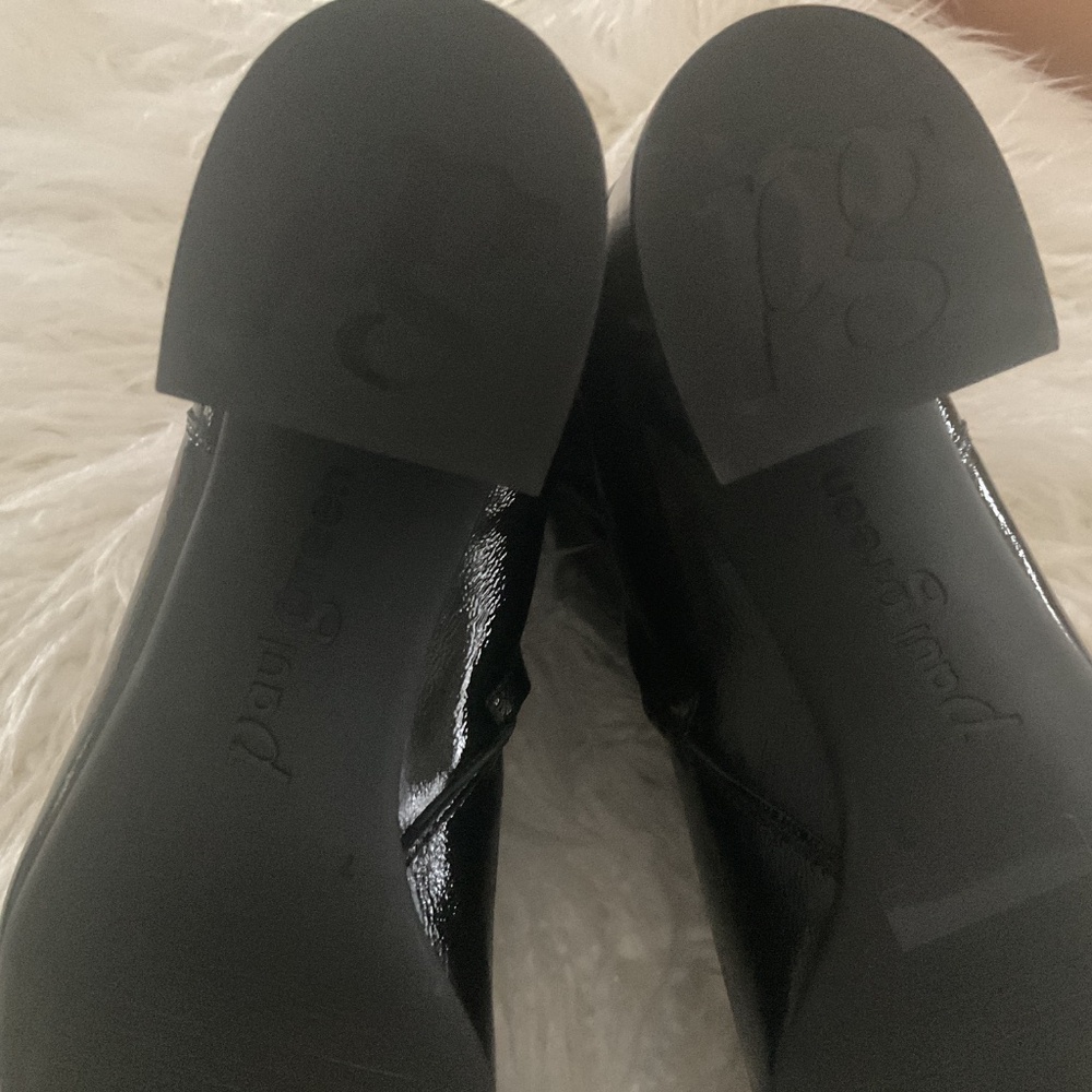 Paul Green Glossy Black Ankle Booties with Square Toe - Picture 4 of 4